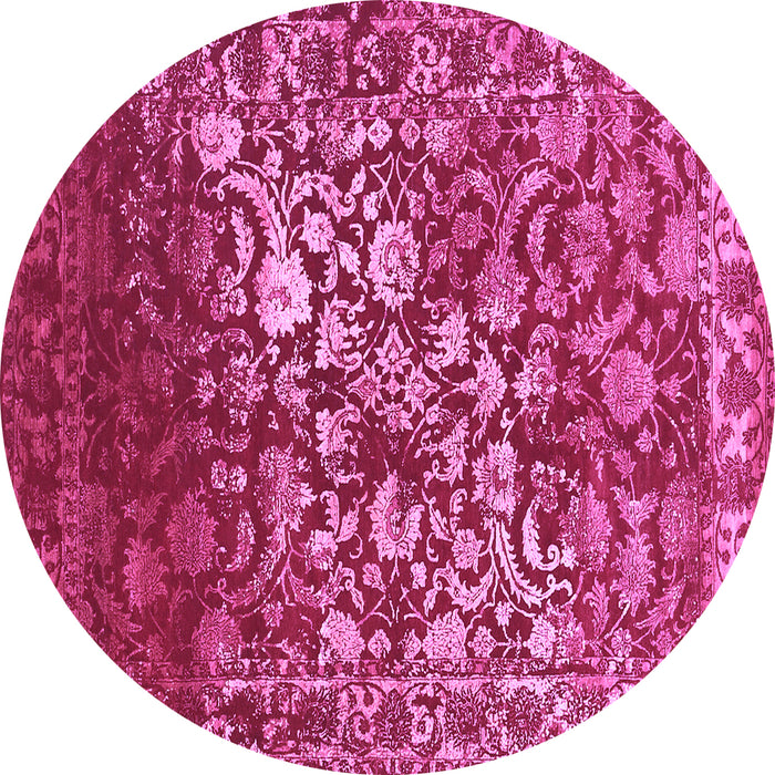 Round Abstract Purple Contemporary Rug, con1826pur