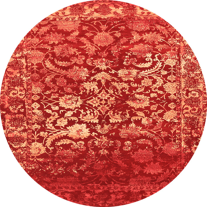 Square Abstract Orange Contemporary Rug, con1826org