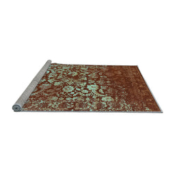 Sideview of Machine Washable Abstract Light Blue Contemporary Rug, wshcon1826lblu