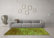 Machine Washable Abstract Green Contemporary Area Rugs in a Living Room,, wshcon1826grn