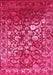 Machine Washable Abstract Pink Contemporary Rug, wshcon1826pnk