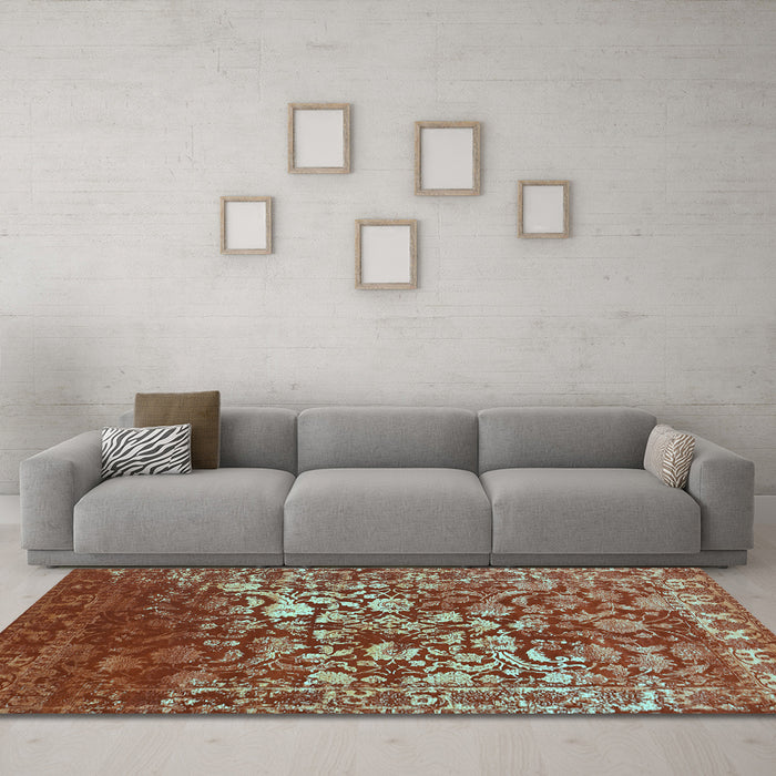 Machine Washable Abstract Light Blue Contemporary Rug in a Living Room, wshcon1826lblu