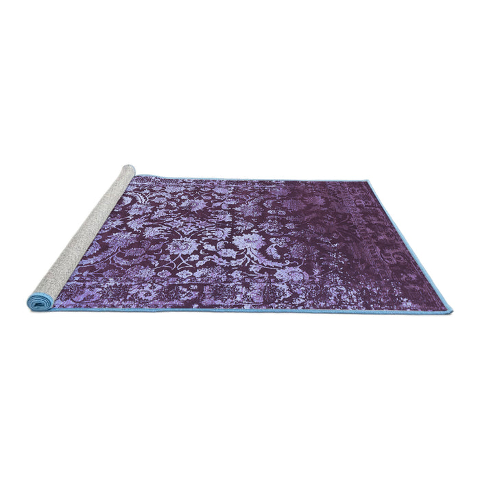 Sideview of Machine Washable Abstract Blue Contemporary Rug, wshcon1826blu
