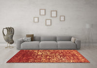 Machine Washable Abstract Brown Contemporary Rug, wshcon1826brn