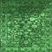 Square Machine Washable Abstract Emerald Green Contemporary Area Rugs, wshcon1826emgrn