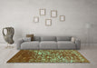 Machine Washable Abstract Turquoise Contemporary Area Rugs in a Living Room,, wshcon1826turq