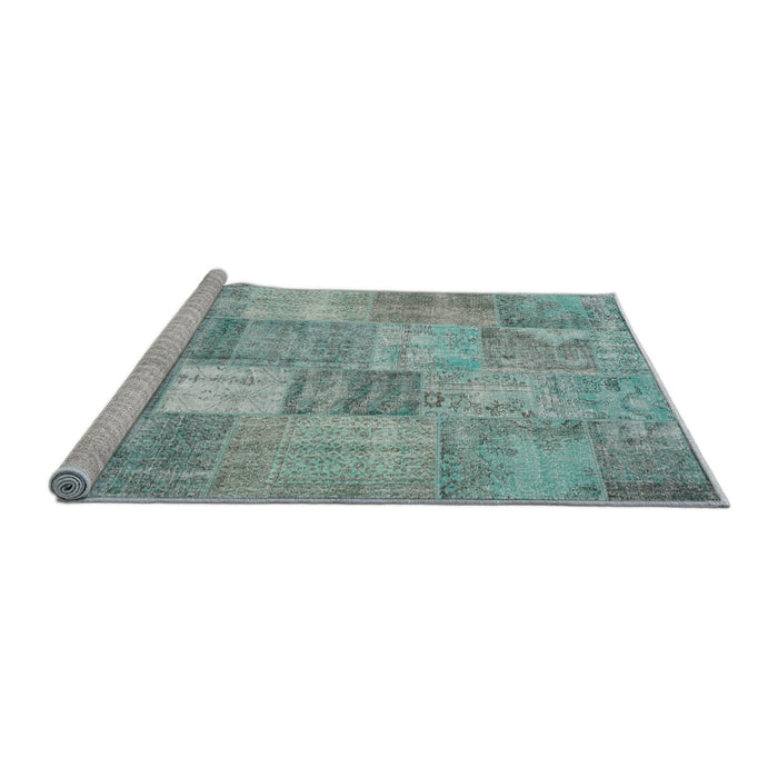 Serging Thickness of Machine Washable Contemporary Tiffany Blue Rug, wshcon1827