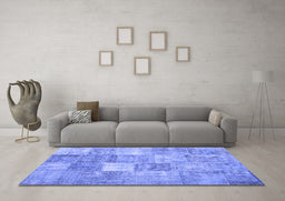 Machine Washable Abstract Blue Contemporary Rug in a Living Room, wshcon1827blu