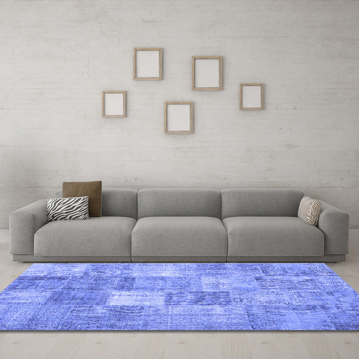 Machine Washable Abstract Blue Contemporary Rug in a Living Room, wshcon1827blu