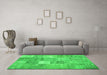 Machine Washable Abstract Green Contemporary Area Rugs in a Living Room,, wshcon1827grn