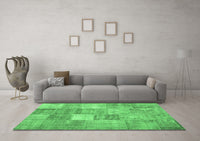 Machine Washable Abstract Emerald Green Contemporary Rug, wshcon1827emgrn