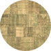 Round Abstract Brown Contemporary Rug, con1827brn