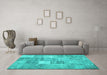 Machine Washable Abstract Turquoise Contemporary Area Rugs in a Living Room,, wshcon1827turq