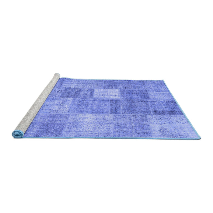 Sideview of Machine Washable Abstract Blue Contemporary Rug, wshcon1827blu