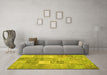 Machine Washable Abstract Yellow Contemporary Rug in a Living Room, wshcon1827yw