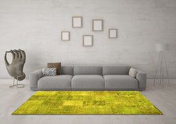 Machine Washable Abstract Yellow Contemporary Rug in a Living Room, wshcon1827yw
