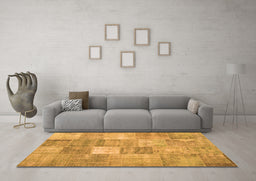 Machine Washable Abstract Orange Contemporary Area Rugs in a Living Room, wshcon1827org