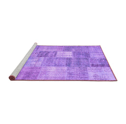 Sideview of Machine Washable Abstract Purple Contemporary Area Rugs, wshcon1827pur