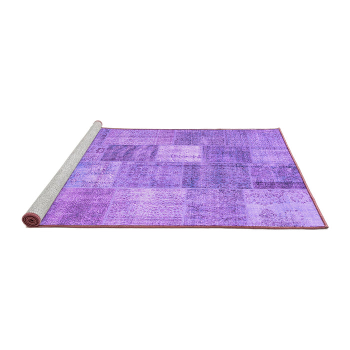 Sideview of Machine Washable Abstract Purple Contemporary Area Rugs, wshcon1827pur