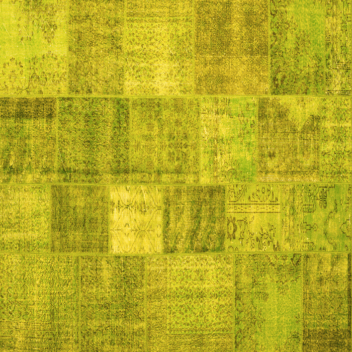 Square Abstract Yellow Contemporary Rug, con1827yw