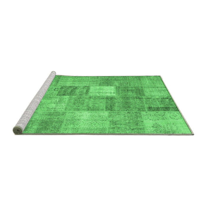 Sideview of Machine Washable Abstract Emerald Green Contemporary Area Rugs, wshcon1827emgrn