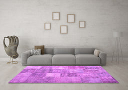 Machine Washable Abstract Pink Contemporary Rug in a Living Room, wshcon1827pnk