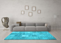 Machine Washable Abstract Light Blue Contemporary Rug, wshcon1827lblu