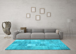 Machine Washable Abstract Light Blue Contemporary Rug in a Living Room, wshcon1827lblu