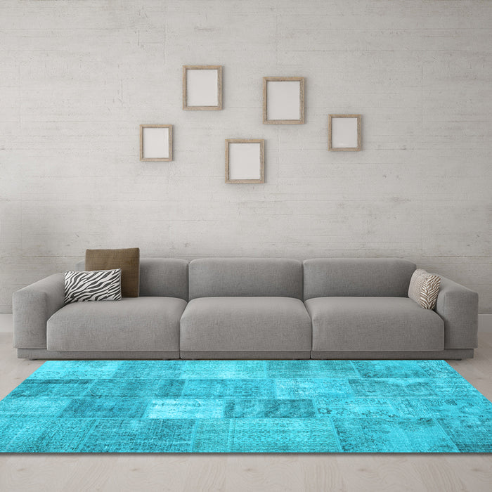 Machine Washable Abstract Light Blue Contemporary Rug in a Living Room, wshcon1827lblu