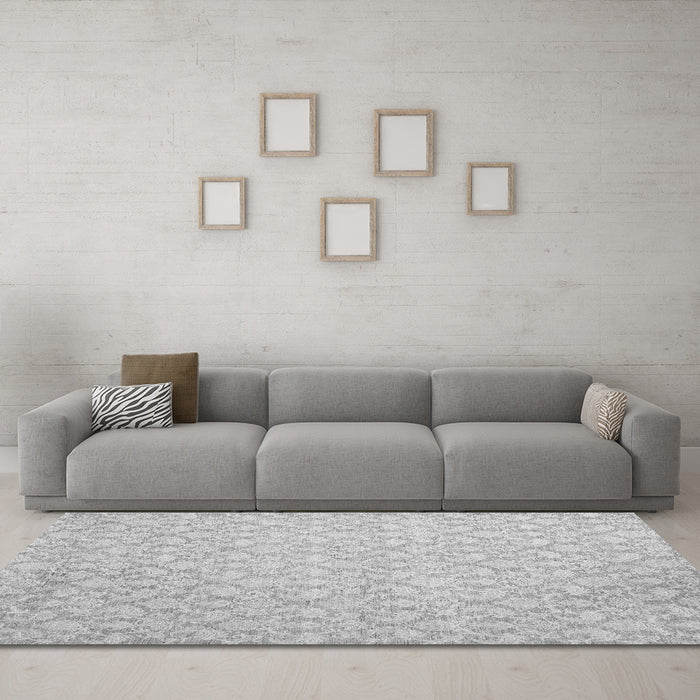 Machine Washable Abstract Gray Contemporary Rug in a Living Room,, wshcon1828gry
