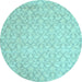 Round Abstract Light Blue Contemporary Rug, con1828lblu