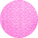 Round Abstract Pink Contemporary Rug, con1828pnk