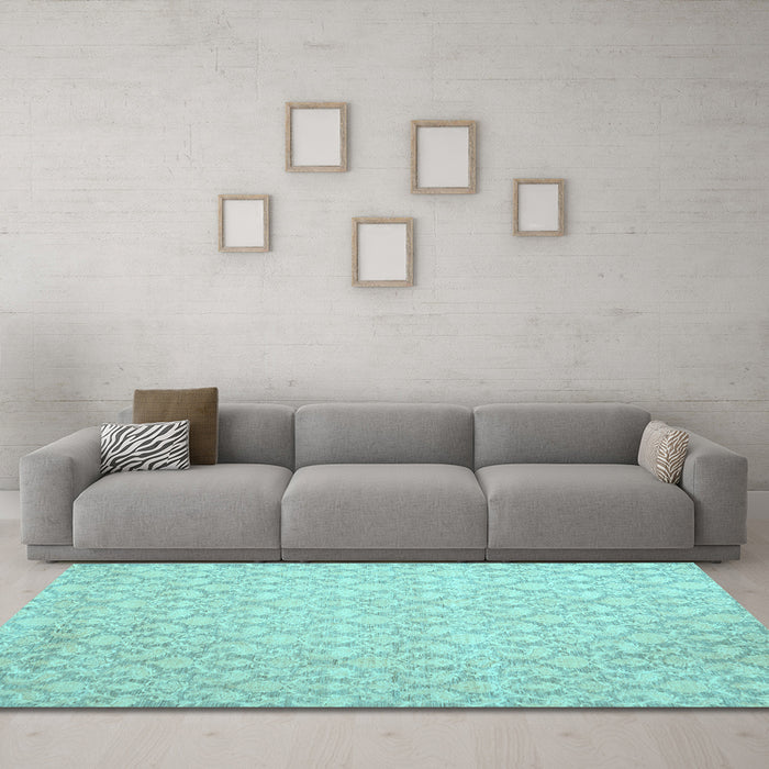 Machine Washable Abstract Light Blue Contemporary Rug in a Living Room, wshcon1828lblu