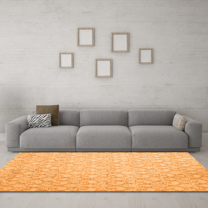 Machine Washable Abstract Orange Contemporary Area Rugs in a Living Room, wshcon1828org