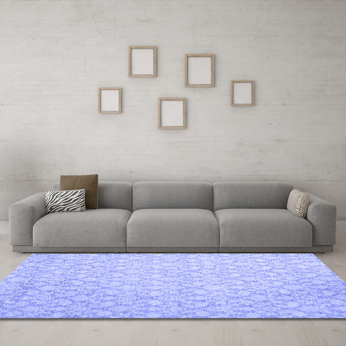 Machine Washable Abstract Blue Contemporary Rug in a Living Room, wshcon1828blu