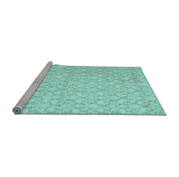 Sideview of Machine Washable Abstract Light Blue Contemporary Rug, wshcon1828lblu