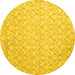 Round Abstract Yellow Contemporary Rug, con1828yw