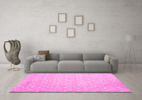 Machine Washable Abstract Pink Contemporary Rug, wshcon1828pnk