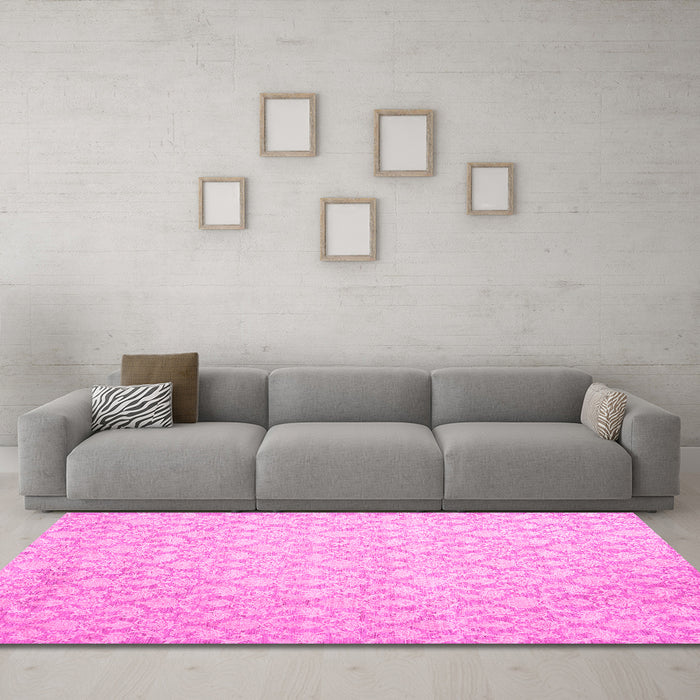Machine Washable Abstract Pink Contemporary Rug in a Living Room, wshcon1828pnk