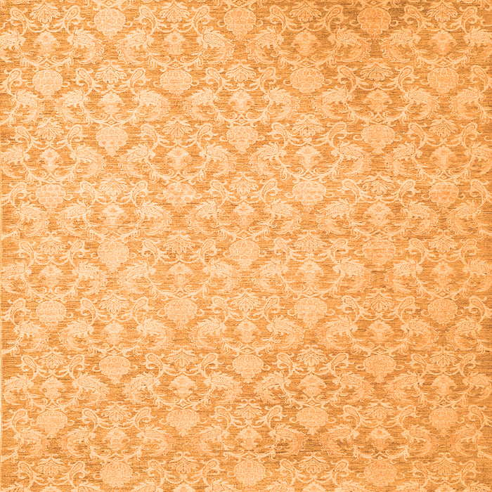 Round Machine Washable Abstract Orange Contemporary Area Rugs, wshcon1828org