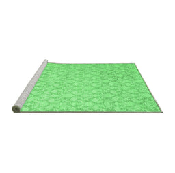 Sideview of Machine Washable Abstract Emerald Green Contemporary Area Rugs, wshcon1828emgrn
