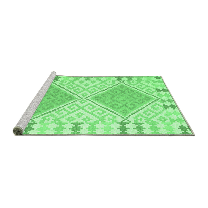 Sideview of Machine Washable Southwestern Emerald Green Country Area Rugs, wshcon1829emgrn