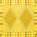 Square Machine Washable Southwestern Yellow Country Rug, wshcon1829yw