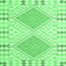 Square Machine Washable Southwestern Emerald Green Country Area Rugs, wshcon1829emgrn