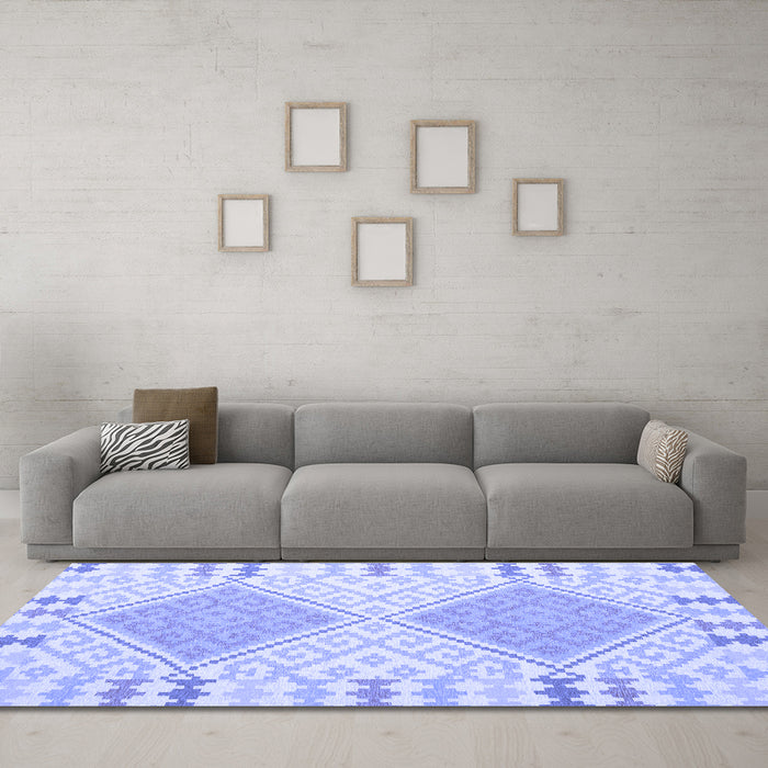 Machine Washable Southwestern Blue Country Rug in a Living Room, wshcon1829blu