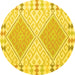 Round Southwestern Yellow Country Rug, con1829yw