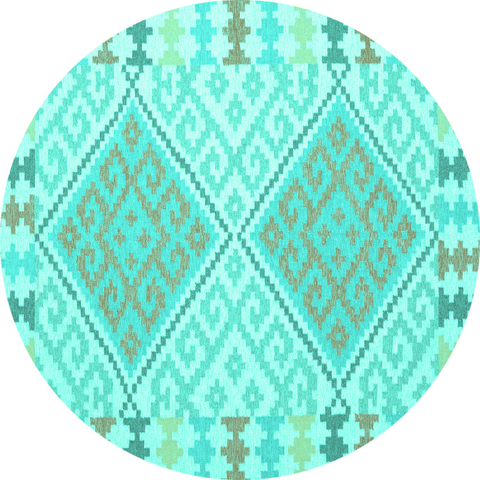 Round Southwestern Turquoise Country Rug, con1829turq