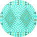 Round Southwestern Turquoise Country Rug, con1829turq