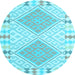 Round Southwestern Light Blue Country Rug, con1829lblu