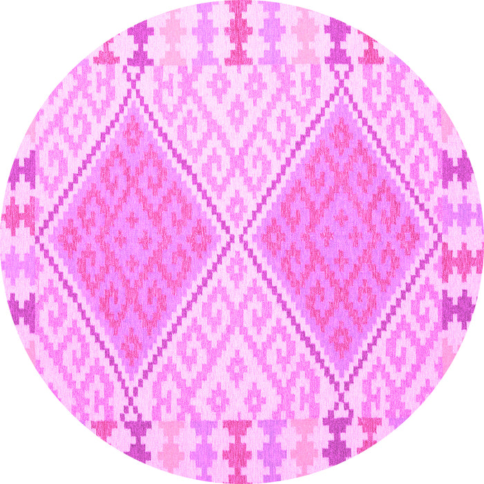 Round Southwestern Pink Country Rug, con1829pnk